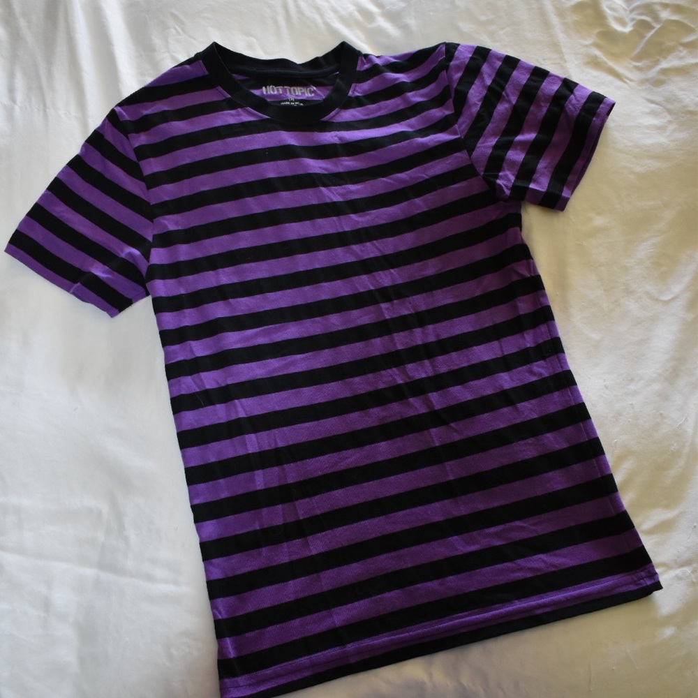 Men’s Hot Topic Striped T-Shirt Small Purple and Black